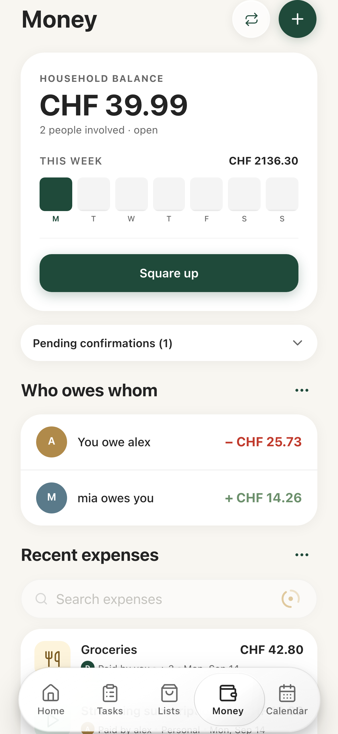 Expenses in Huusli